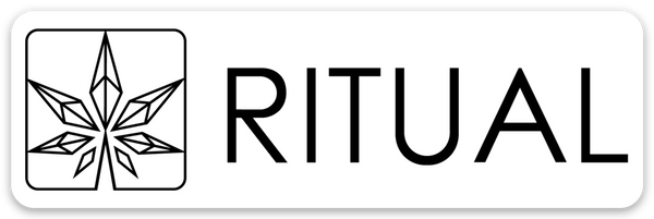 This is a black and white sticker of Ritual's logo.
