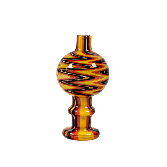 This is a Zig Zag Bubble Carp Cap from Ritual Glass available at Ritual. It features a directional air hole which can be rotated around for efficient concentrate vaporization. A great addition to any banger dab setup with some added style.