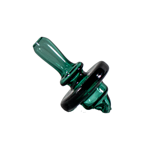 This is the Pacifier Carb Cap from Ritual Glass available at Ritual Colorado. It features a beautiful green finish and two directional air holes for maximum concentrate movement inside your banger. The open air hole at the top allows users to manually control exactly how much air is going in at any time.