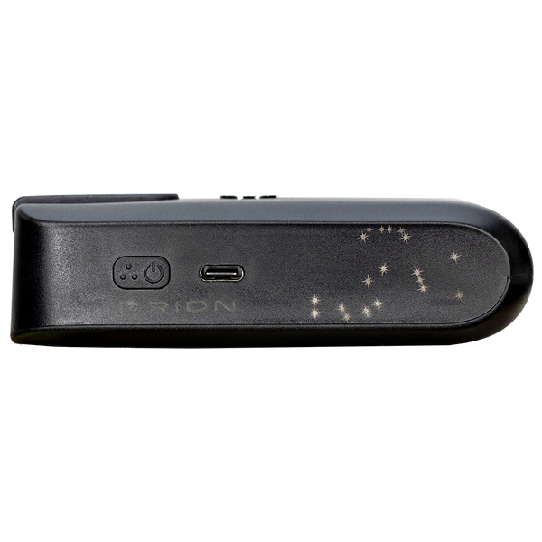 This is a side image of the DynaTec Orion v2 induction heater by DynaVap which shows the power button and USB-C charging input available at Ritual.