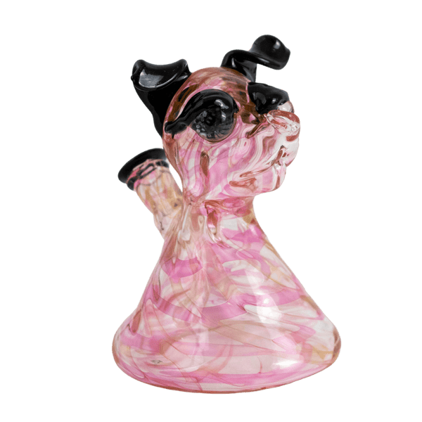 This is the Rosetta ruffer rig from t_treeglass available at Ritual Colorado. It features a 10mm, 45 degree connection for easy pairing with your Dynavap and dabbing quartz. With intricate details and stunning colors these ruffers are a great addition to any heady glass collection for a great price!