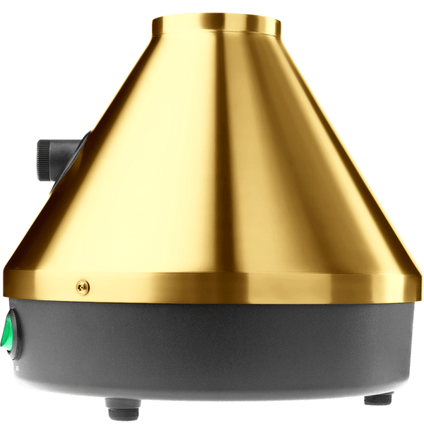 This is the 20th anniversary edition Volcano Classic in Gold from Storz & Bickel available at Ritual. A powerful desktop dry herb vaporizer that includes a built-in fan for effortless bag loading. Temperatures are set with the dial allowing you perfect customization for your perfect vapor session.