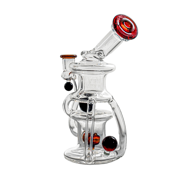 This is Gyroscope #6 from Ras_Glass available at Ritual. A beautiful handmade heady piece of glass featuring a 10mm connection and stunning color details. A must-have for the daily dabber and fine glass collector.