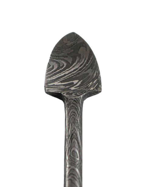 This is the small shovel dab tool from Dabmascus available at Ritual Colorado. It features a fully Damascus Steel construction and a convenient scoop for easy dabbing.