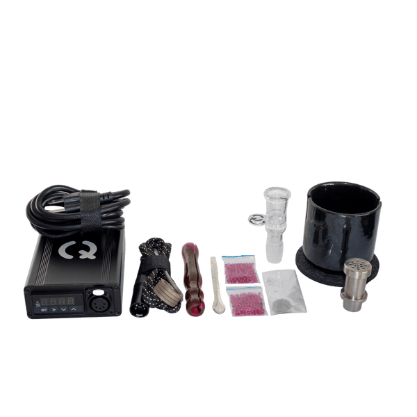 This is the Staroma Lite Plus DIY Kit from QaromaShop available at Ritual. Featuring a digital PID temperature controller, 20mm heater coil, StabWood coil handle, glass adapter bowl, 3mm aroma ruby pearls, 17mm stainless steel screens, stainless steel scoop tool, Staroma Lite Plus Housing, and a Suet Jade Porcelain Stand. A powerful and durable ball vape for instant dry herb extraction.