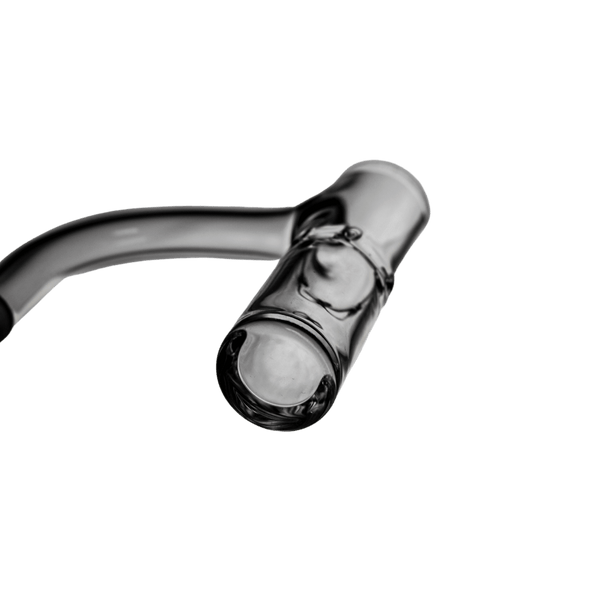 This is the 18mm Mini Globstopper quartz banger from Banger Supply. Featuring directional air slits and a fully welded quartz design this banger is optimal for butane torch use.