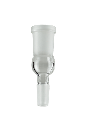 This is a 10mm/14mm glass Expander available at Ritual Colorado. This convenient glass accessory features a 10mm male connection and 14mm female connection allowing you to easily upsize your female connection one size. The stable 14mm female connection is perfect for your favorite bowl, banger or dry herb vaporizer.