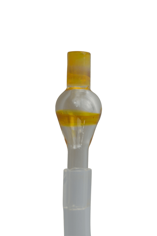 This is the Striking Yellow High Ariflow (10mm) Dart Whip Mouthpieces by Biting Glass available at Ritual Colorado. These sleek mouthpieces securely fit into your 3/8" inner diameter tubing and provide a refined experience.