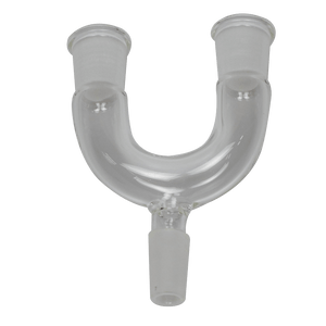 This is the Double Trouble 2-to-1 glass adapter from Ritual Glass available at Ritual Colorado. It featured two 14mm female connections and one 14mm male connection allowing you to double up devices for the largest hits.