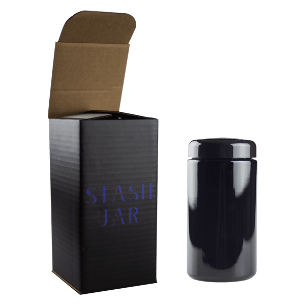 This is the Ritual Stash Jar - Half Ounce from Ritual Co. available at Ritual Colorado. Featuring thick violet glass and a sealing lid this glass jar is an upgraded way to store your cannabis flower while maintaining the humidity levels.