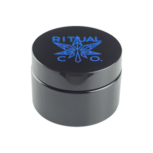 This is the Ritual Stash Jar - Quarter Ounce from Ritual Co. available at Ritual Colorado. Featuring thick violet glass and a sealing lid this glass jar is an upgraded way to store your cannabis flower while maintaining the humidity levels.