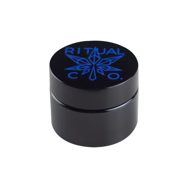 This is the Ritual Stash Jar - Eighth from Ritual Co. available at Ritual Colorado. Featuring thick violet glass and a sealing lid this glass jar is an upgraded way to store your cannabis flower while maintaining the humidity levels.