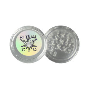 These are 5mm Clear Sapphire Terp Pearls from Ritual Co. available at Ritual Colorado. Offering additional surface area inside your banger or eRig sapphires are a great way to upgrade your dab session.