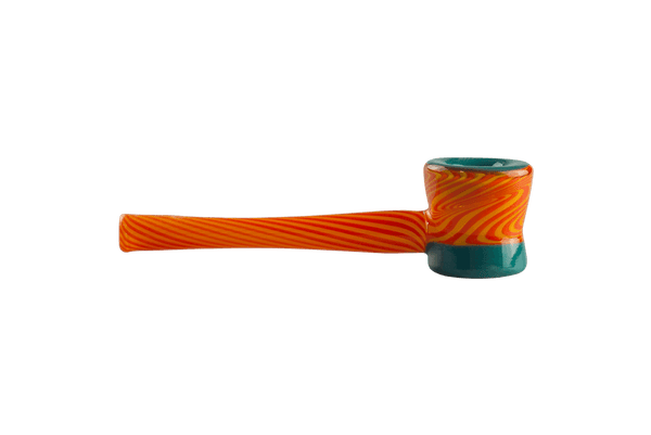 This is the Agua Flame Hammer Pipe by Technicolor Tony available at Ritual Colorado. A stunning handmade glass pipe featuring a tapered mouthpiece and bold color combinations.