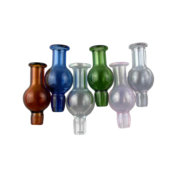 These are Classic Bubble Caps 19mm by Ritual Essentials available at Ritual Colorado. Featuring vibrant colors, a flared handle and a bubble to seal your bangers these sleek carb caps are the perfect upgrade to your dab station.