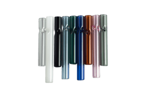 This is the 3-Dimple Glass Chillum by Ritual Essentials available at Ritual Colorado. Available in 3" or 4" lengths and featuring a 12mm diameter this is the perfect one hitter for your adventures.