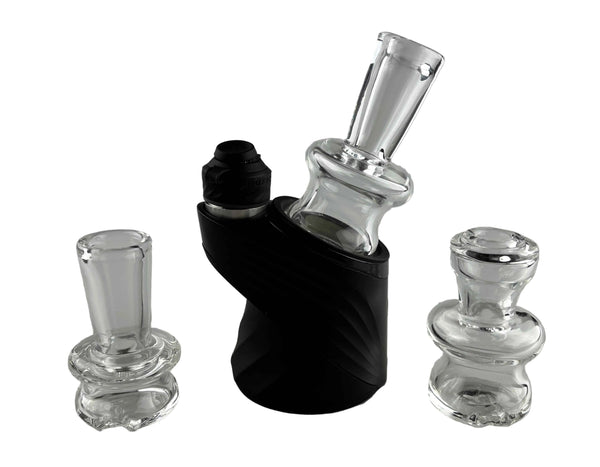 These are Clear Puffco Peak Glass Dry Tops by Technicolor Tony available at Ritual Colorado. Featuring sleek shapes in crisp clear glass these are a stylish glass upgrade for your erig.