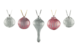 These are Scalloped Glass Ornaments by Technicolor Tony available at Ritual Colorado. Featuring built-in bails these handmade ornaments are blown in Denver, Colorado.