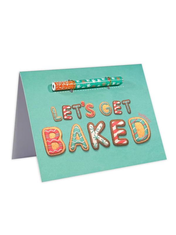 This is the "Let's Get Baked" Greeting Card by KushKards with matching metal One Hitter available at Ritual Colorado. A fun cannabis-themed card to help you celebrate the special moments.