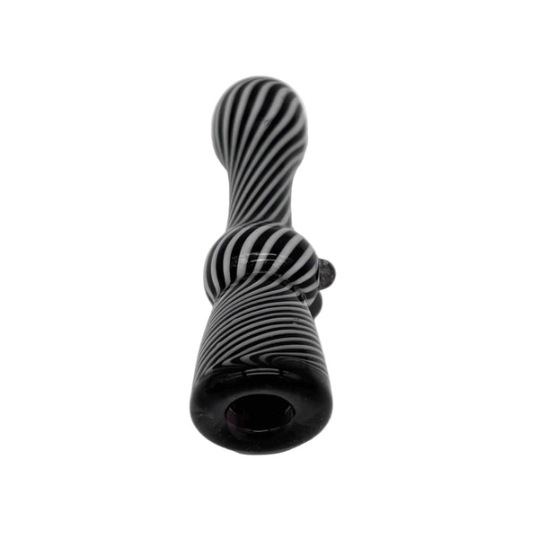 This is the Black & White Swirl Chillum by Technicolor Tony available at Ritual Colorado. A sleek and discrete one hitter featuring hypnotizing black and white swirls.