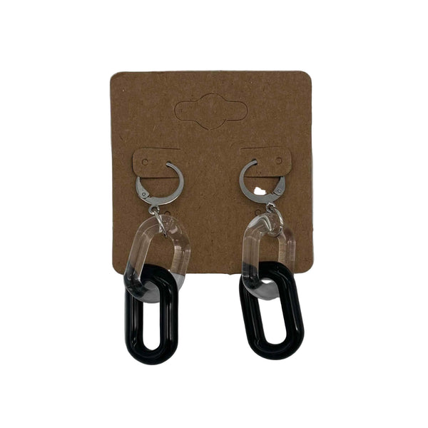 These are 2 link Black Glass Chain Earrings by Biting Glass available at Ritual Colorado. Featuring vibrant color accents these handmade jewelry pieces are the perfect accent accessory.