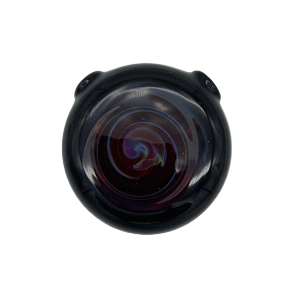 This is the Black / Amber Purple Color Swirl Glass Disc Pendant by Biting Glass available at Ritual Colorado. Featuring vibrant swirling color patterns and two holes so you can string it onto your favorite necklace. Handmade in Denver, Colorado.