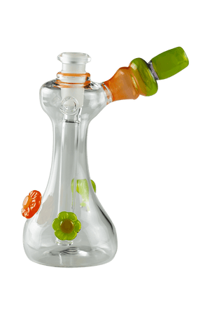 This is the Tall Carbed Flower Bubbler from Technicolor Tonys available at Ritual Colorado. Featuring hot sauce and lime drop glass colors this is a great heady bubbler at a steal of a price.