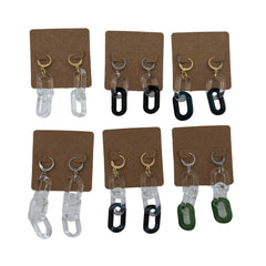 These are a collection of Glass Chain Earrings by Biting Glass available at Ritual Colorado. Featuring vibrant color accents and available in 2 and 3 link lengths these handmade jewelry pieces are the perfect accent accessory.