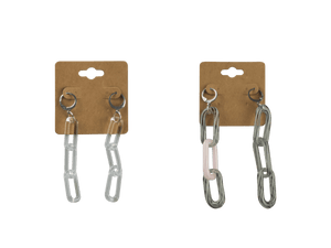 These are Glass Chain Earrings by Hobbitkraft Glass available at Ritual Colorado. Handmade in Denver, these sleek earrings are mounted on stainless steel hardware.