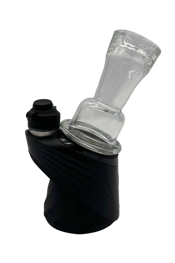 These are Clear Puffco Peak Glass Dry Tops by Technicolor Tony available at Ritual Colorado. Featuring sleek shapes in crisp clear glass these are a stylish glass upgrade for your erig.