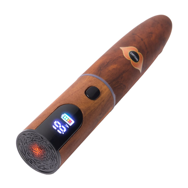 This is the Cochiba Cigar-Style 510 Battery by Cartisan available at Ritual Colorado. A discrete portable battery featuring a colorful display screen, 400 mAh battery and 510 threading to use with all of your favorite cartridges.