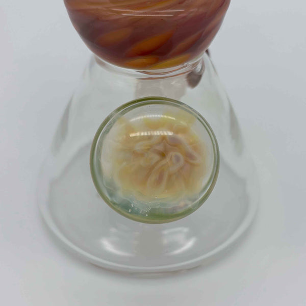 This is the Spring Bloom Mini Beaker by Technicolor Tony available at Ritual Colorado. A heady everyday glass piece featuring a blooming flower marble and removable 14mm downstem.