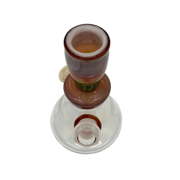 This is the Spring Bloom Mini Beaker by Technicolor Tony available at Ritual Colorado. A heady everyday glass piece featuring a blooming flower marble and removable 14mm downstem.