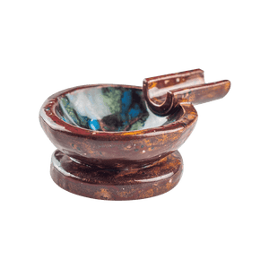 This is the Crown Jewels ceramic ash tray from Jaxel's Art available at Ritual Colorado. It features an extended arm perfect for holding your joint, dynavap or whip mouthpiece. Check out all the beautiful one-of-one ceramic products from Jaxel's Art and let us know if you're ever interested in a custom creation.