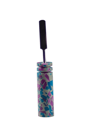 This is the Crushed Amethyst dab tool from Hash Handlez available at Ritual Colorado. A beautiful handmade dab tool featuring a colorful resin handle and protective hard case.