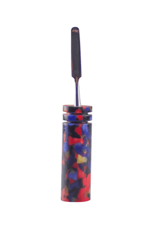 This is the Crushed Pebbles dab tool from Hash Handlez available at Ritual Colorado. These beautiful handmade tools feature beautiful resin handles and a protective carrying case.