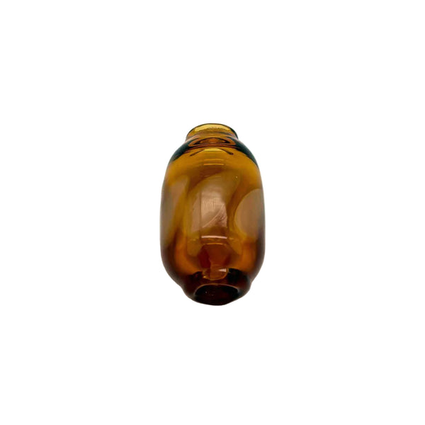 This is the Amber (Pink Dots) Dancing Dots Glass Macrame Bead by Biting Glass available at Ritual Colorado. Featuring color accent dots which swirl and dance around the bead for the perfect handmade upgrade to your craft project.