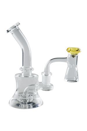 This is the Hourglass Diamond Quartz Banger Kit + Bellboy Dab Rig Bundle available at Ritual Colorado. Pairing an all-in-one banger set including terp pearls and a carb cap this is a great full dab setup available at a discount.