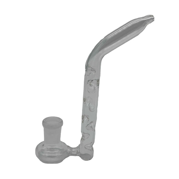 This is the Dimpled Glass J Hook by Ritual Co. available at Ritual Colorado. A sleek glass dry pipe featuring a 14mm female connection and dimpled stem for extra vapor cooling.