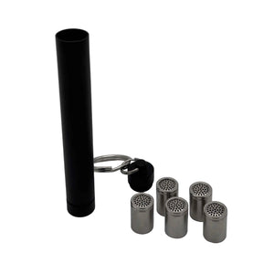 This is a 5-pack of Dosing Caps for the Arizer Solo III by Ritual Co. available at Ritual Colorado. Featuring stainless steel dosing caps in a convenient travel tube these capsules are a great upgrade on your portable vaporizer.