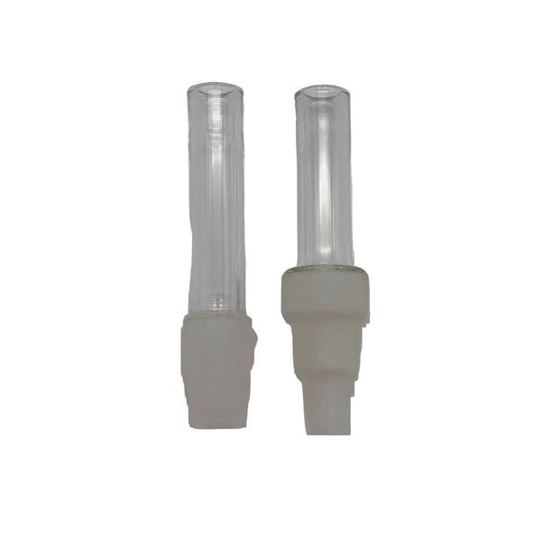 These are Dynavap Water Pipe Adapters from Ritual Co. available at Ritual Colorado. They feature a Dynavap-compatible tip on one end with a ground glass connection (14mm or 10/14/19mm) on the other for easy water-filtered hits. 
