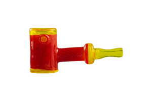 This is the Fire Wig Wag Hammer Pipe by Technicolor Tony available at Ritual Colorado. A sleek hand pipe featuring intricate line work and stunning colors.