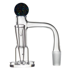 This is the Gale Terp Feeder Banger by MJ Arsenal available at Ritual Colorado. A sleek "feeder" quartz banger which features an easy-to-load side path for loading in your concentrates and auto-spin function.