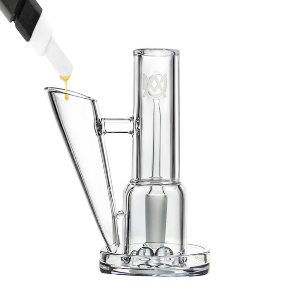 This is the Gale Terp Feeder Banger by MJ Arsenal available at Ritual Colorado. A sleek "feeder" quartz banger which features an easy-to-load side path for loading in your concentrates and auto-spin function.