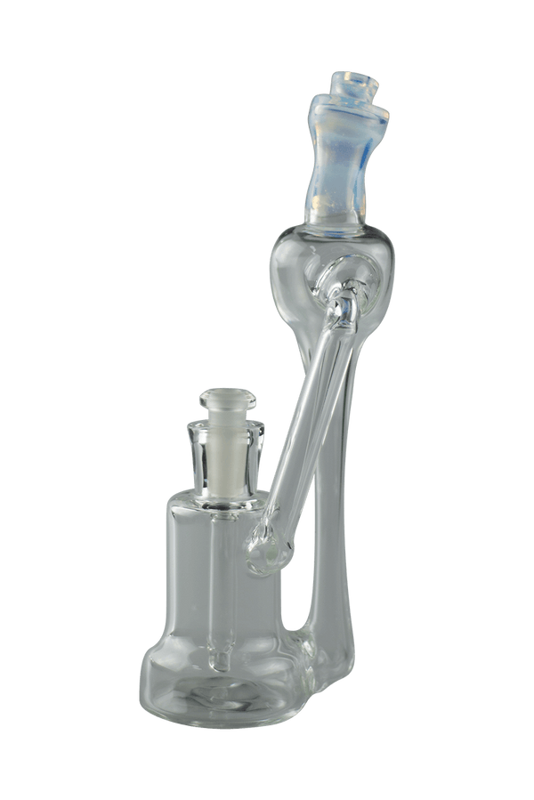 This is the Ghost Vortex Recycler by Technicolor Tony available at Ritual Colorado. A sleek handmade glass recycler with a 10mm female connection and vortex recycling action.