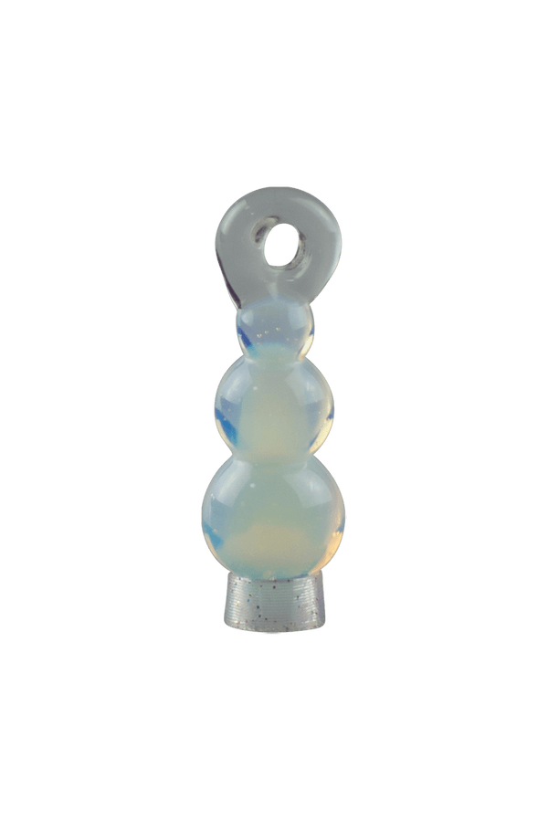 These are Snowman Ornaments by Biting Glass available at Ritual Colorado. These fun seasonal ornaments also work as pendants and feature vibrant glass colors.