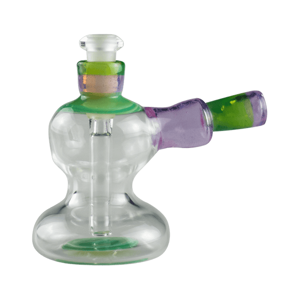 This is the Green & Purple Mini Bub rig from Technicolor Tonys available at Ritual Colorado. Featuring a 10mm female connection and removable downstem for easy cleaning.