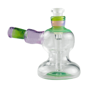 This is the Green & Purple Mini Bub rig from Technicolor Tonys available at Ritual Colorado. Featuring a 10mm female connection and removable downstem for easy cleaning.