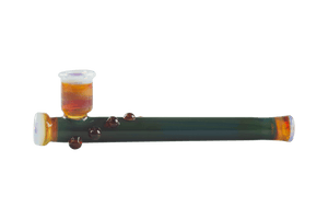 This is the Green Submarine Steamroller by Technicolor Tony available at Ritual Colorado. A sleek handmade glass pipe featuring vibrant colors and fun accents. 