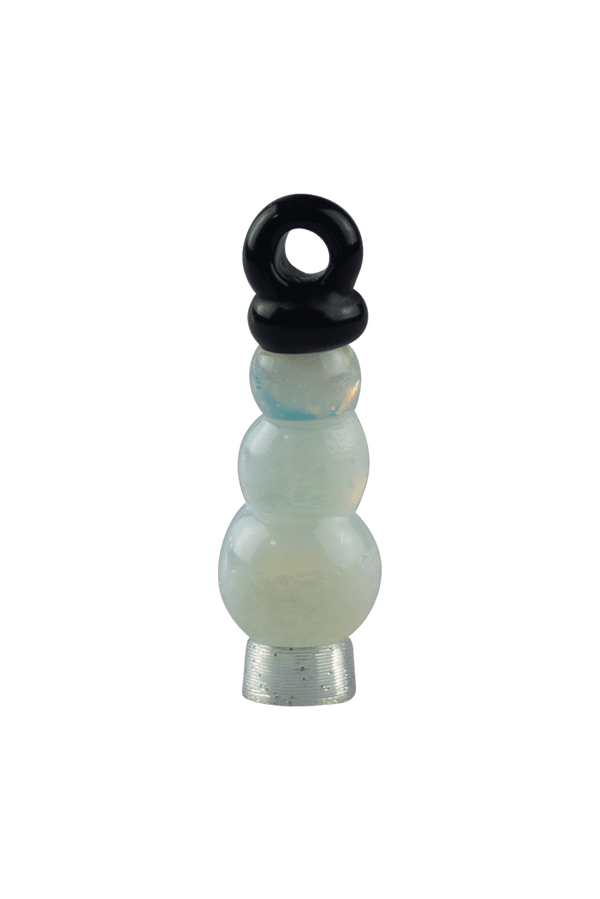 These are Snowman Ornaments by Biting Glass available at Ritual Colorado. These fun seasonal ornaments also work as pendants and feature vibrant glass colors.